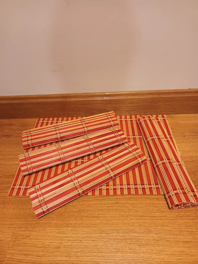 Mantel individual de bambú rojo 5 unidades