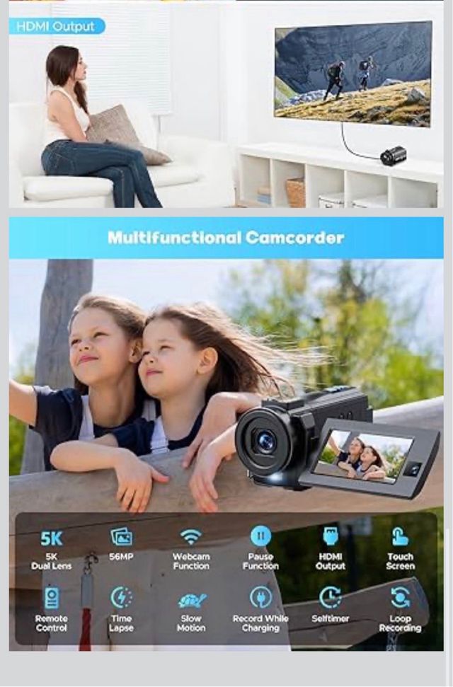 Videocámara 5K 56MP Doble Lente Negra