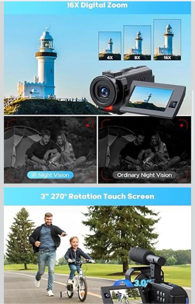 Videocámara 5K 56MP Doble Lente Negra