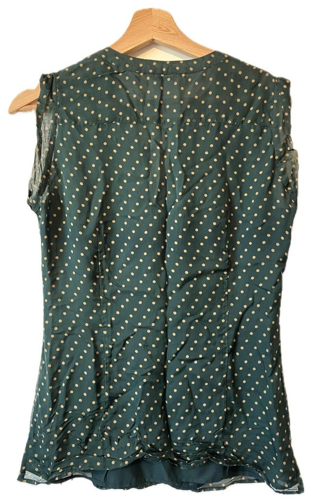 Blusa Massimo Dutti Seda Verde Botella Lunares