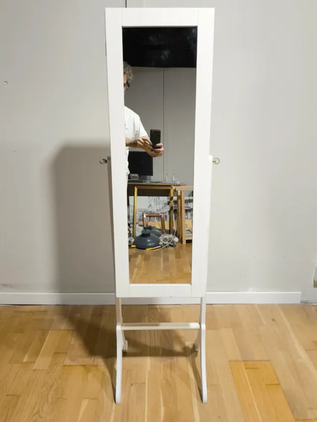 Espejo joyero de madera y cristal