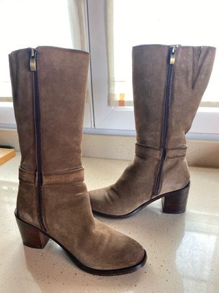 Botas de ante beige tacon mujer T.39