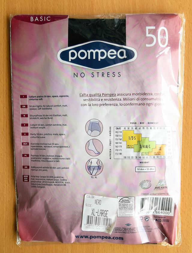 Collant Pompea No Stress 50 Den Nero XL