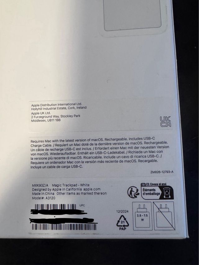 Apple Magic Trackpad Blanco usb c