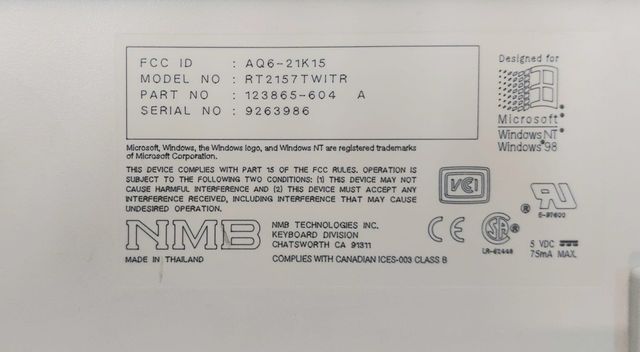 Tastiera Pc At NMB RT2157 *Testata*