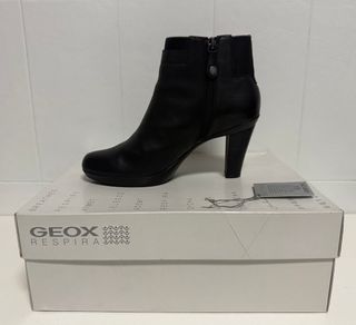 Geox Stivaletti Neri Pelle Tacco Alto