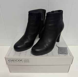 Geox Stivaletti Neri Pelle Tacco Alto