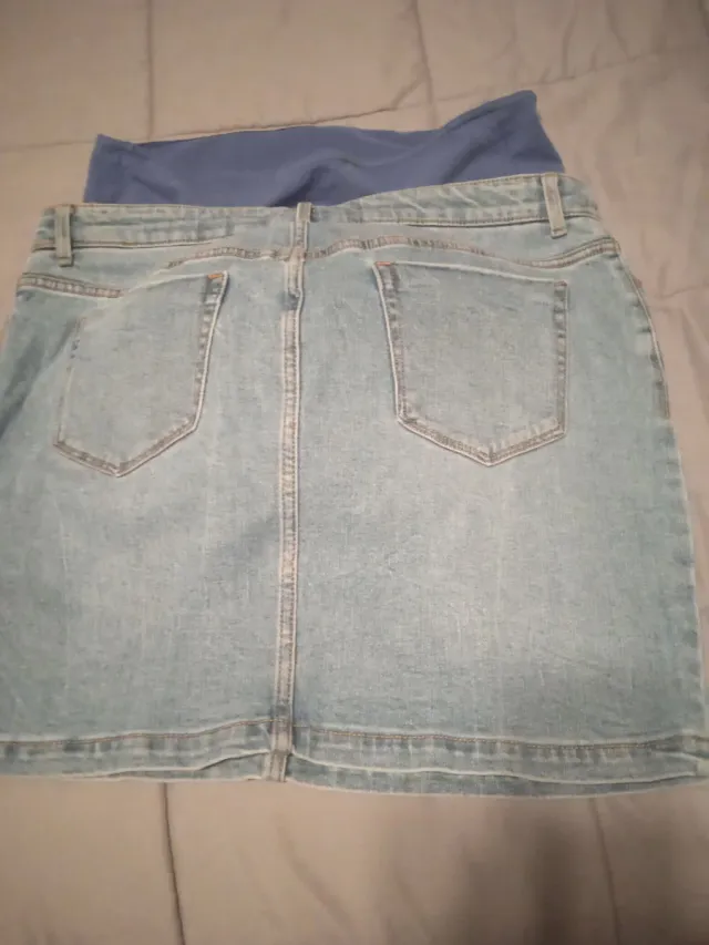 Falda vaquera premamá azul