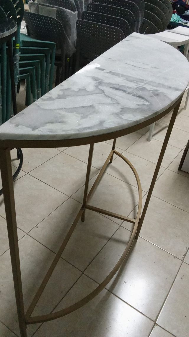 Mesa consola mármol y metal