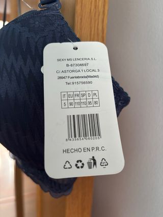 Sujetador azul marino talla 90C