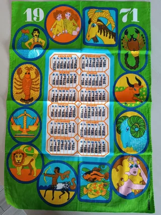 Strofinaccio Calendario 1971 Zodiaco