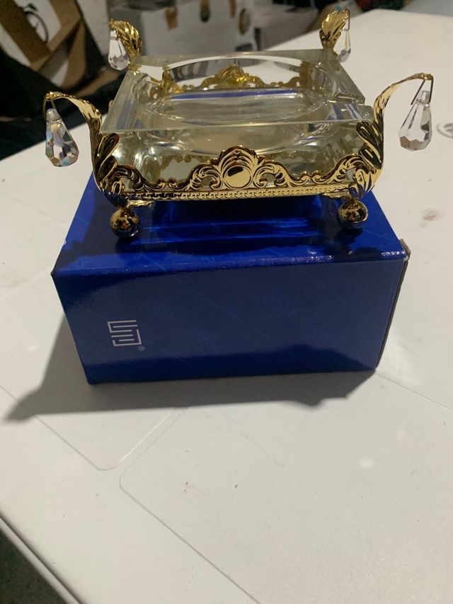 Posacenere cristallo e oro