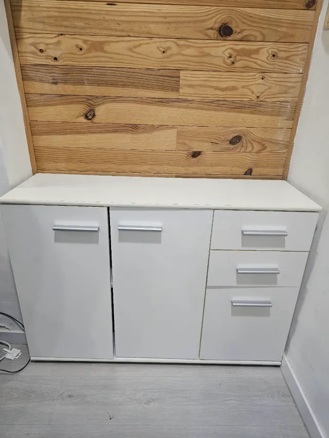 Mueble de Almacenamiento Blanco y Madera