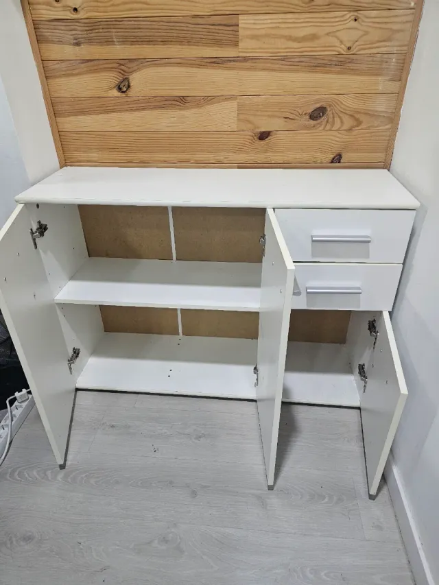 Mueble de Almacenamiento Blanco y Madera