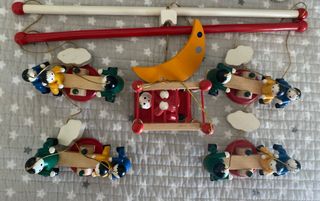 Móvil Cuna Madera Figuras Columpio Luna