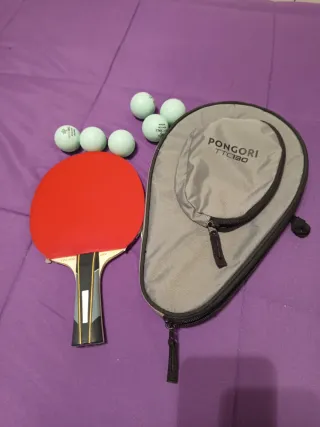 Raqueta Ping Pong Pongori + 5 Bolas + Funda