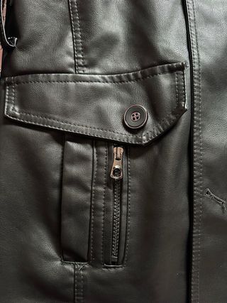 Chaqueta Cuero Sintético Negra Hombre XL