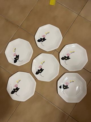 Set 6 piatti in porcellana decorati