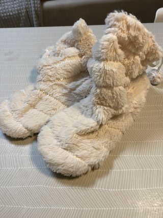 Ciabatte stivaletto donna pelose 37/38 beige