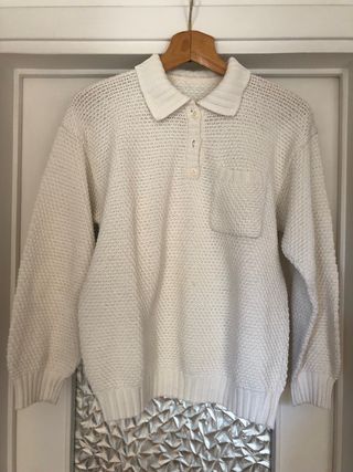 Maglione in cotone unisex bianco