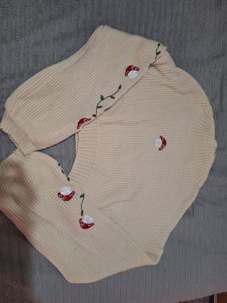 Jersey beige punto bordado setas