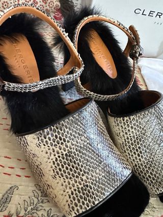 Sandalias Clergerie Piel Serpiente y Pelo