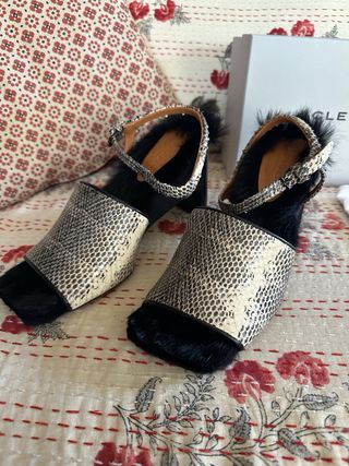 Sandalias Clergerie Piel Serpiente y Pelo