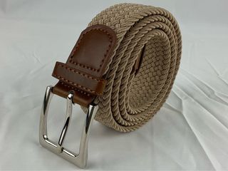 Cinturón trenzado elástico beige