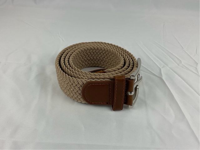 Cinturón trenzado elástico beige