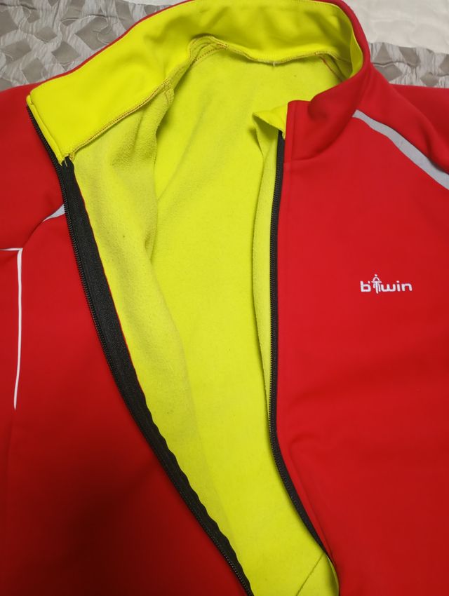 Chaqueta ciclismo Btwin roja talla l