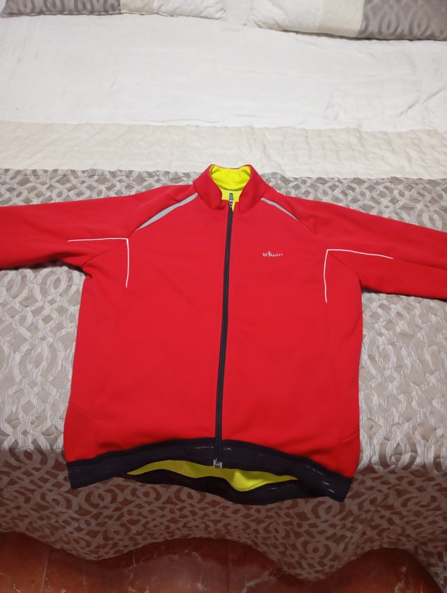 Chaqueta ciclismo Btwin roja talla l