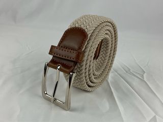 Cinturón elástico trenzado crema