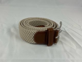 Cinturón elástico trenzado crema