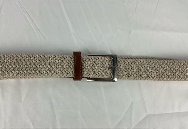 Cinturón elástico trenzado crema