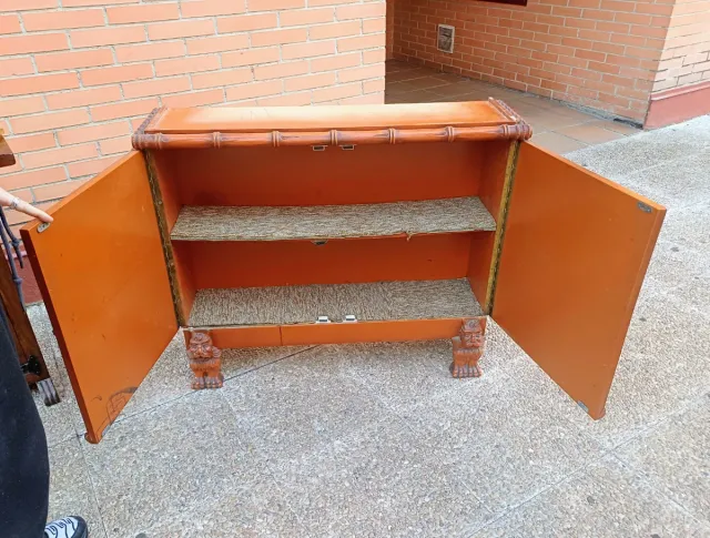 Mueble recibidor bambú y madera