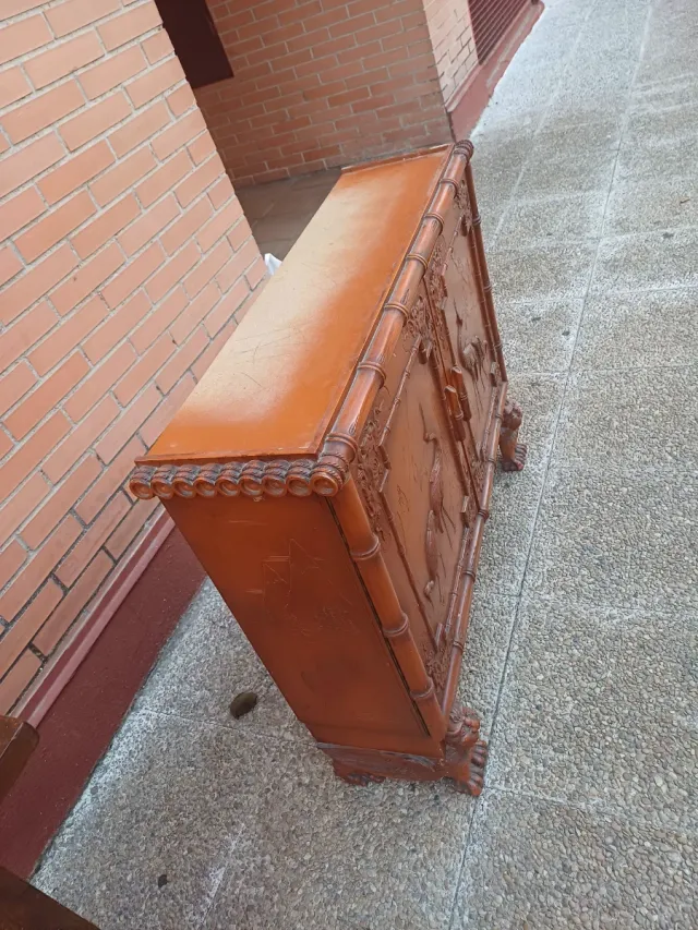 Mueble recibidor bambú y madera