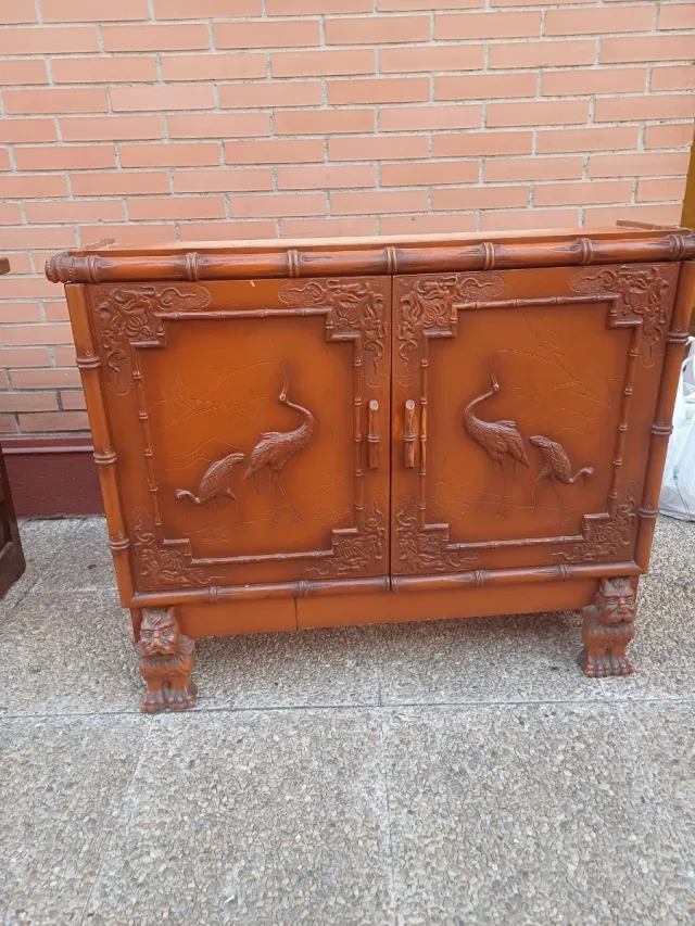 Mueble recibidor bambú y madera