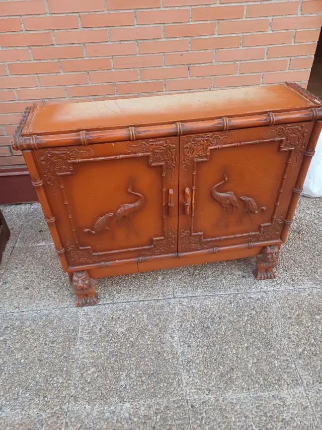 Mueble recibidor bambú y madera