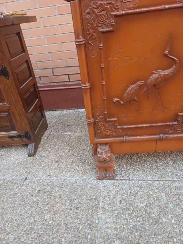 Mueble recibidor bambú y madera