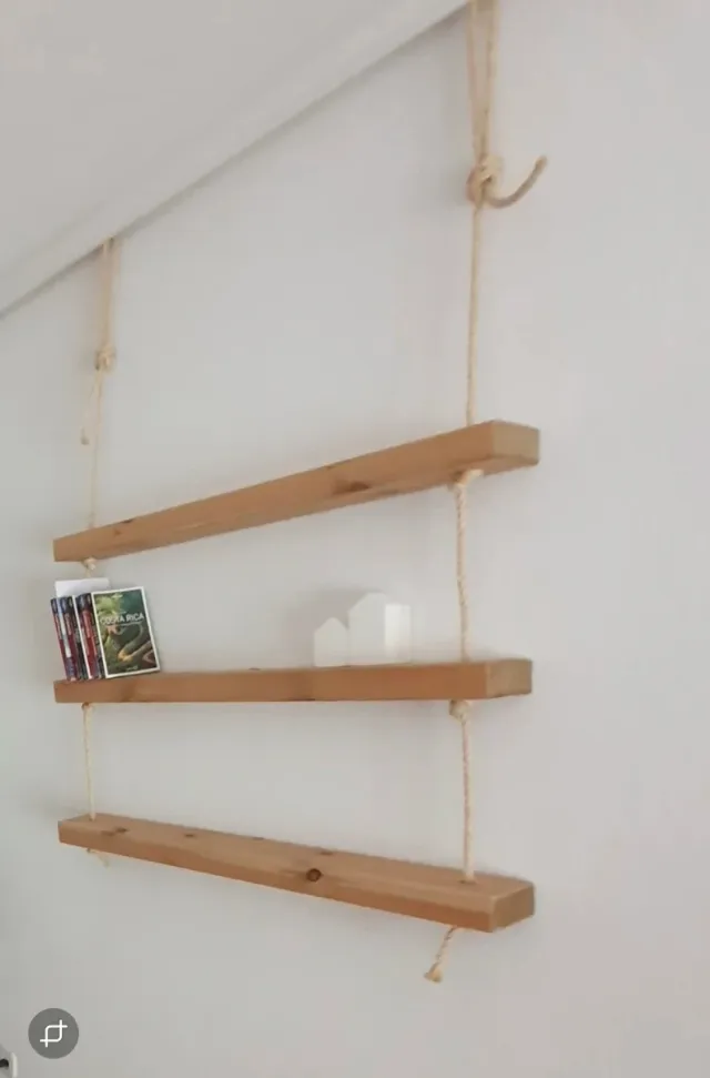 Estantería Hannun de madera y yute