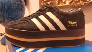 Adidas Gazelle Donna Platform Nere Oro Nuove.