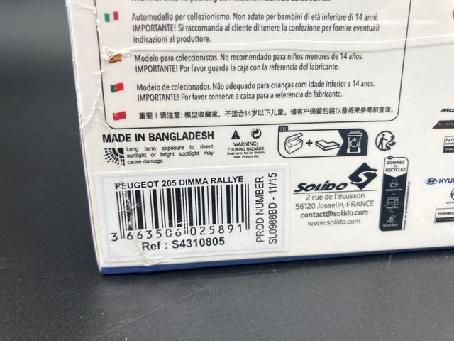 Peugeot 205 GTI DIMMA Solido escala 1/43