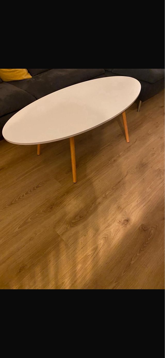 Mesa Centro Oval Blanca Madera