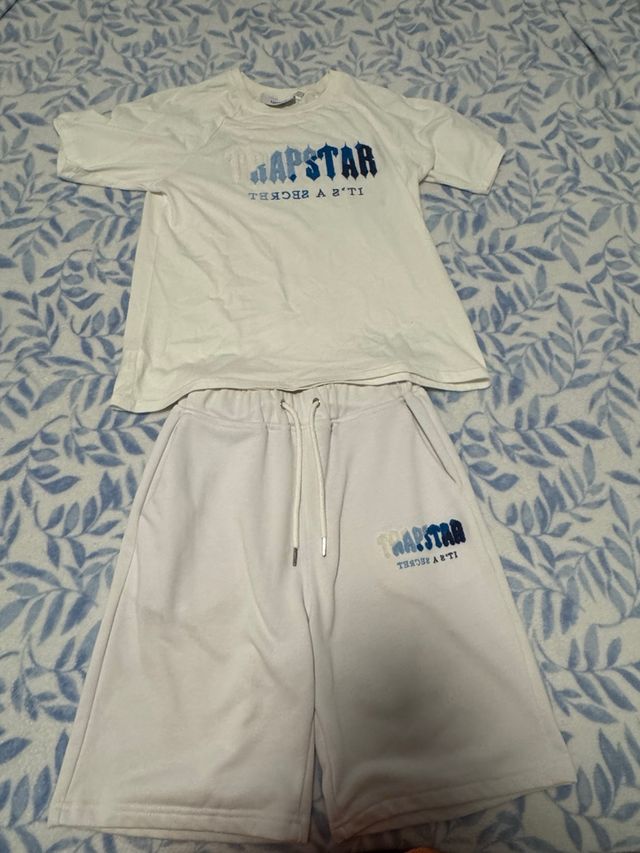 Chandal  Trapstar corto blanco y azul