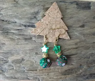 Orecchini Natale Verdi con Stelle