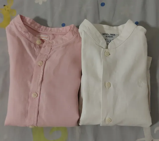 2 Camisas Niño Cuello Mao 4-5 Años