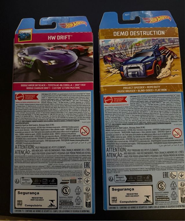 Lote 2 packs Hot Wheels nuevos – HW Drift + Demo D