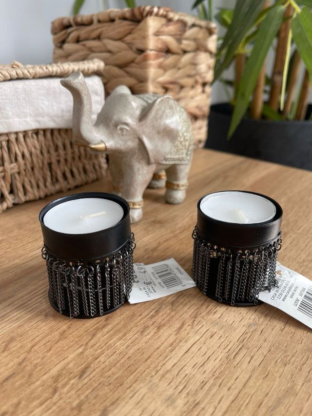 Suporte de velas Casa metal preto