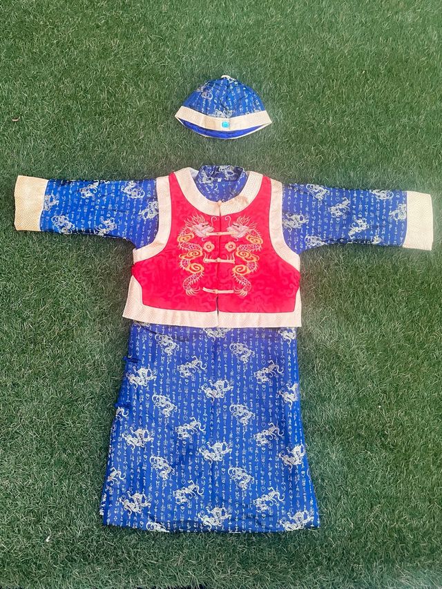 Disfraz niño de chino azul y rojo