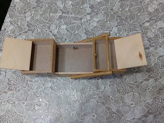 Cassetta cucito legno 2 livelli anni '70